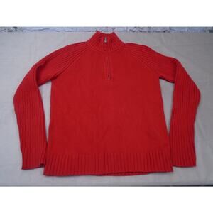 VINTAGE Lauren Ralph Lauren Sweater Womens Medium Red Zip Knit Casual Ladies